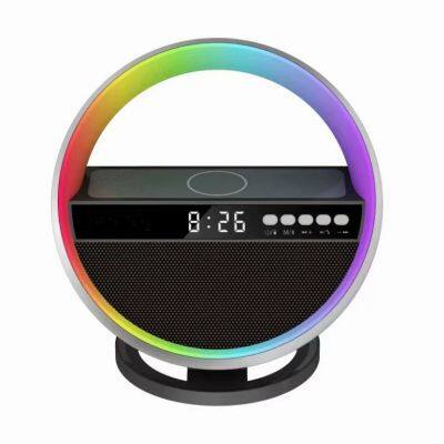 Multi-function 15W Wireless G Shape Speaker Colorful Night Light Alarm Clock Wireless Bluetooth Speaker photo-5