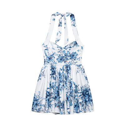 2025 Spring New Women's Printed Slimming and Slimming Casual Hanging Neck Elegant Dress for Women photo-3