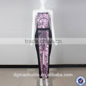 custom printed women jumpsuits sexy ladies off shoulder scuba material jumpsuits                        
                                                Quality Choice