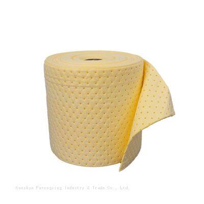 Hazmat Chemical Absorbent Rolls For Spill Control Meltblown Medium-Weight Sonic Bonded Yellow