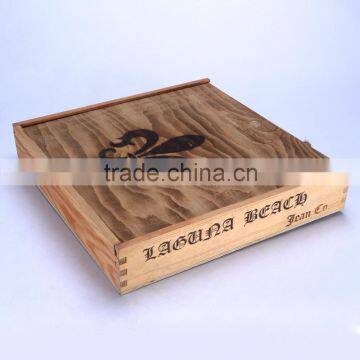 retro antique wooden gift storage box oversize vintage square wooden box