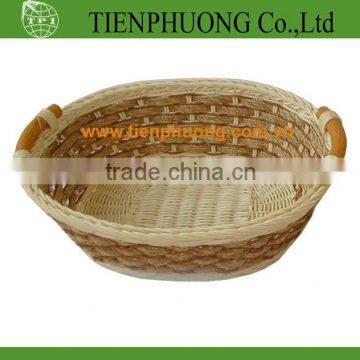 Round rattan and seagrass fruit basket/Tray