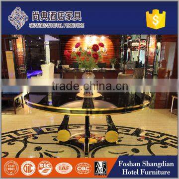 hotel entrance hall furniture /wooden gold leaf with black painting flower table JD-HT-012