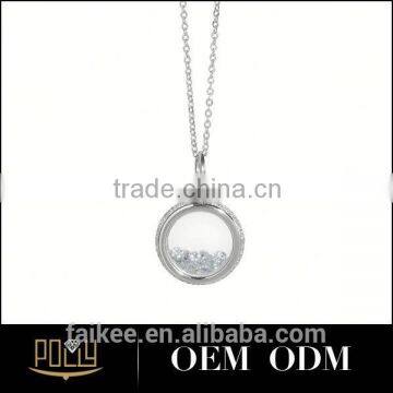925 Silver Artificial Diamond Round Ring Pendant for Women Large Sterling Silver Pendant photo-2