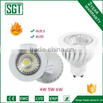 COB spotlight 4W 5W 6W plastic and aluminum GU10 ceiling light led