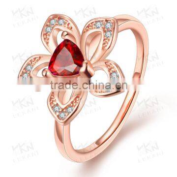 LKN18KRGPR734 18K Real Gold Plated Ruby Diamond Ring