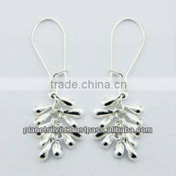 Plain Sterling Silver Cluster Earrings Leverback Clasps