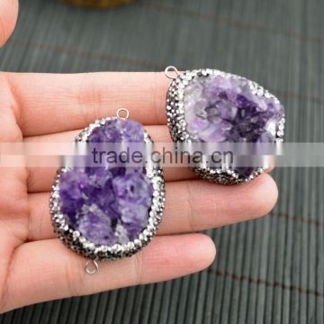 LFD-0012B Druzy Amethyst Pave Rhinestone Crystal Connector Beads Diy Jewelry For Making Bracelet necklace