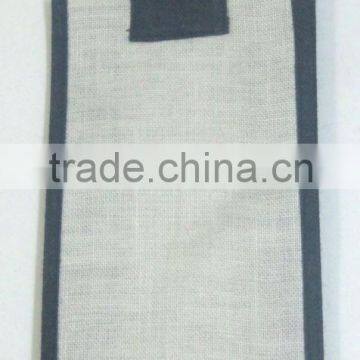 White jute bags with blue gusset and cane handle