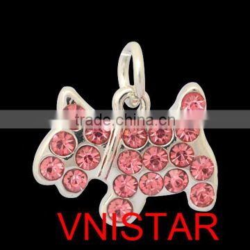 Wholesale Vnistar pink crystal dog charms for DIY nice bracelet jewelry TC006 about 25mm