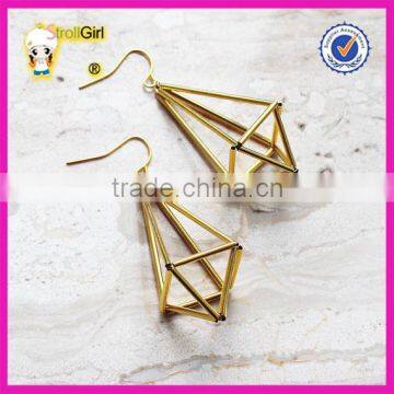 Europe fashion geometry pendant earring light silver hollow tube connection and combination design