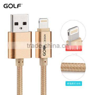 GOLF 3M Metal Nylon Weave Reversible 2.1A Sync And Charge Cable for Iphone5/5s/6 Ipad All the 8 Pin Device photo-2