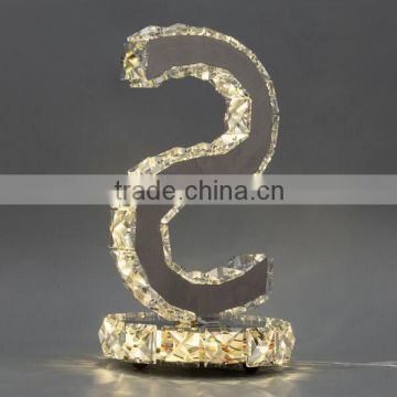 S shaped crystal table lamp