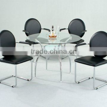 Modern Dining Set/ Glass Dining Table and Black Dining Chair