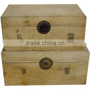 Chinese antique storage leather chest