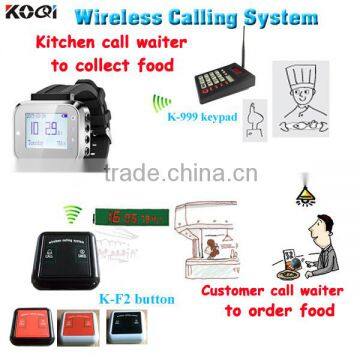 Waiter Service For Kitchen And Customer Wireless Calling System Watch for Waiter Button for Guest and Keypad for Chef