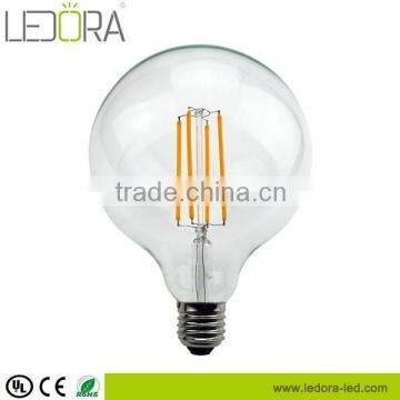 Hot selling All glass no plastic 120v E26 4W 6W 8W g125 led filament bulb