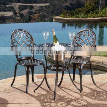 Cast Aluminum Outdoor Bistro Furniture Set with Ice Bucket