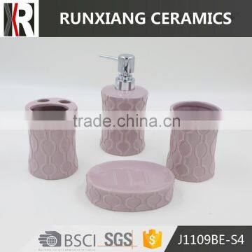 hot sale 4ps purple ceramic bathroom accessories set