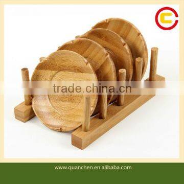 Different Natural Four Bamboo Coasters with a Holder