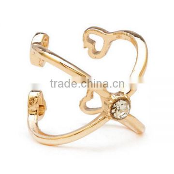 Special Crystal Stud Open Heart Midi Ring