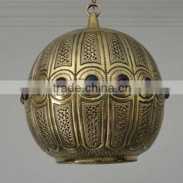 MOROCCAN LAMP, BRASS HANGING LAMP, ANTIQUE MOROCCAN LAMP