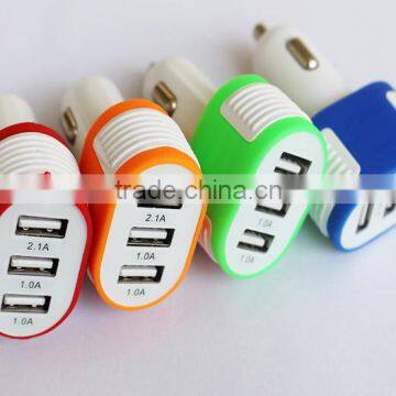 Portable fast smart multi USB car Charger DC 5V 3.1A 3 port usb car charger for mobile phone