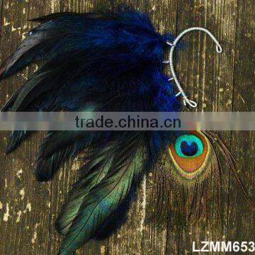 Dangle extension peacock feather earrings LZMM653