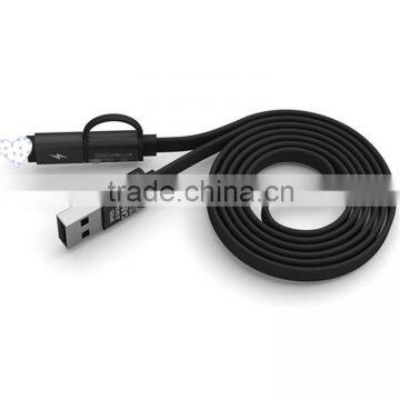 2 in1 flat noodle usb cable for iphone & Samsung or other smart phone