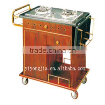 Dual head Stone surface Flambe Cooking Trolley for Hotel