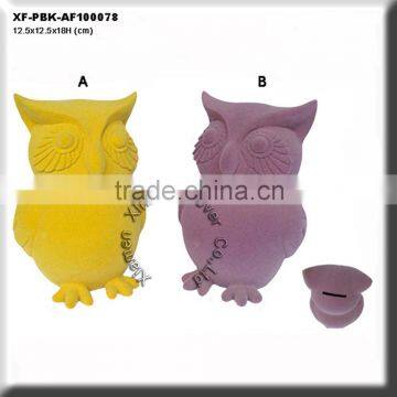 cute pile coating polyresin owl saving bank