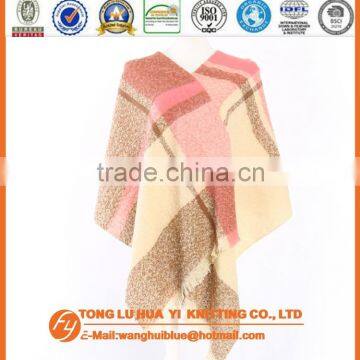fashion soft wholesale beige chequer loop yarn woven square scarf