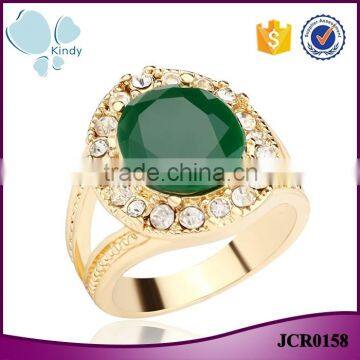 Zinc alloy gemstone rinestone latest design simple stone gold finger ring designs