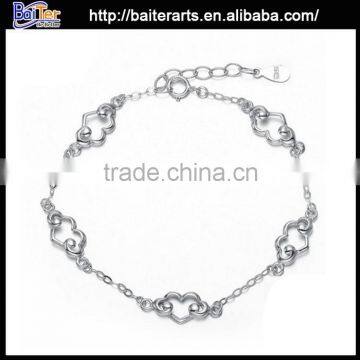 925 Sterling Silver Heart Shape Amethyst Box Chain Heart Bracelet photo-5