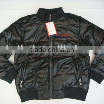 men's black leather padded jacket stock