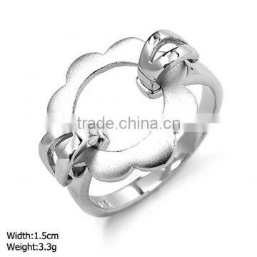 JZ-398 Flower Ring Plain Silver Ring in 925 Sterling Silver Rhodium Plated Matt Ring