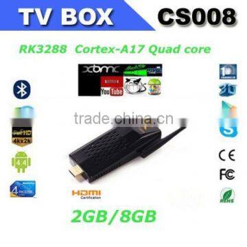 Android 4.4 TV RK3288 Quad Core mini PC TV Box with IR Remote Control,2GB/8GB External 2.4G antenna Connec CS008