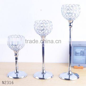 26/36/46cm High Luxury Silver Pellet Chroming Metal Base Crystal Candle Holder