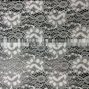 white floral elastic jacquard nylon spandex lace fabric