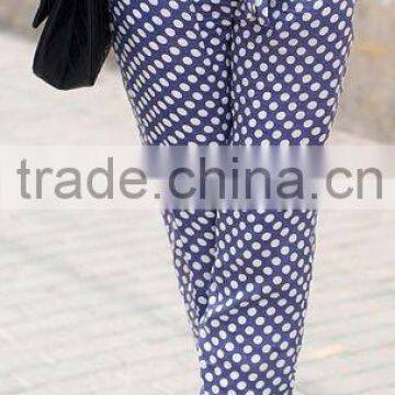 latest design for ladies fashionable white point printed harem pants