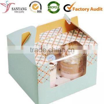 Healthy Recyclable Paper 4 Cupcake Box Foldable Gift Box With PVC Window