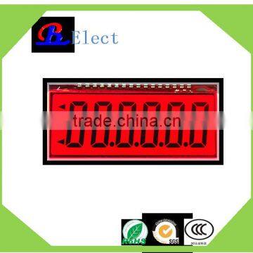 monochrome one line 6digit 7segment lcd display with red backlight