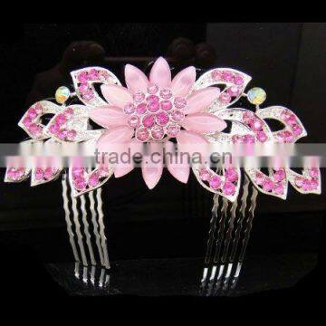pink flower hair combs