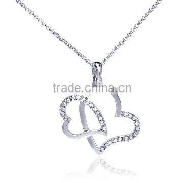 Fashion Romence Designs 18k Italian Gold Jewelry Double Heart Pendant Necklace