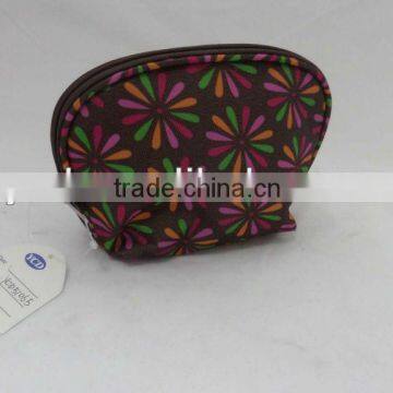 brown 600D cosmetic bag with printed flower style YCD51065