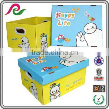 Carton box with plastic handle Folding box with yellow printing