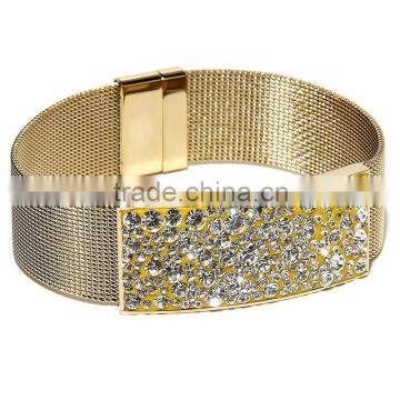 Charm Gold Jewelry Stately Steel Crystal Mesh Bracelet Vners From Products