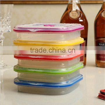 Folding Silicon Lunch Box Microwave Oven Food Storage Collapsible silicone lunch box