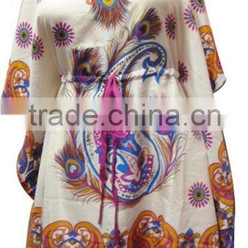 RTCF-4 Beautiful Rayon Fabric Short Night Dress Breathable 2014 New Design Ladies Caftan / Kaftans From Jaipur India Mix Lot