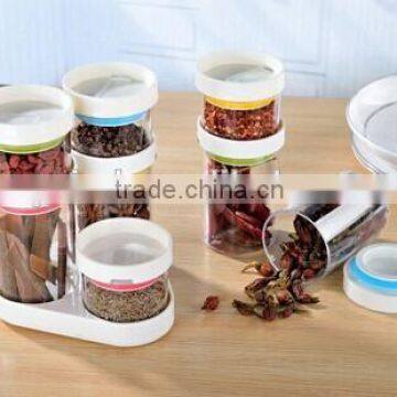 spice storage jar set with rotating base